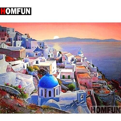 HOMFUN Full Square/Round Drill 5D DIY Diamond Painting "House building" 3D Embroidery Cross Stitch 5D Home Decor A13616