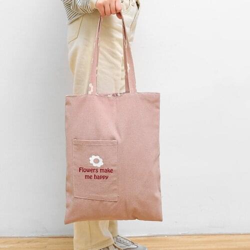 Double-Sided Dual-Purpose Handbag Cotton and Linen Pocket Handbag Shopping Bag Storage Bag Sundries Bag TUE88