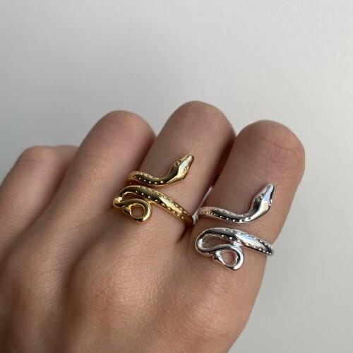 European and American cross border snake element ring ins fashion street style with metal ring womens copper plated gold