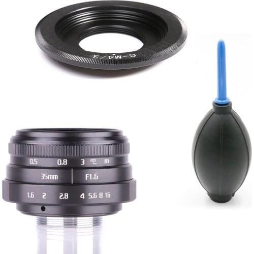 Fujian 35mm f1.6 C mount camera CCTV Lens II +adapter for M4/3 / MFT Mount Camera+ mini Blowing
