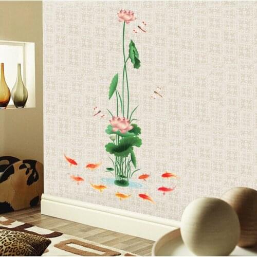 The living room TV wall warm bedroom decoration Chinese wind fifth generation removable wall lotus