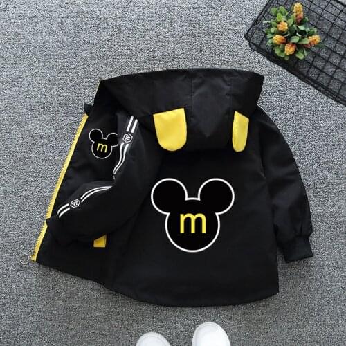 New Fashion Boys Autumn Jacket Windbreaker Disney Childrens Mouse Cartoon Hooded Suit Jacket Boys Casual Childrens Clothing