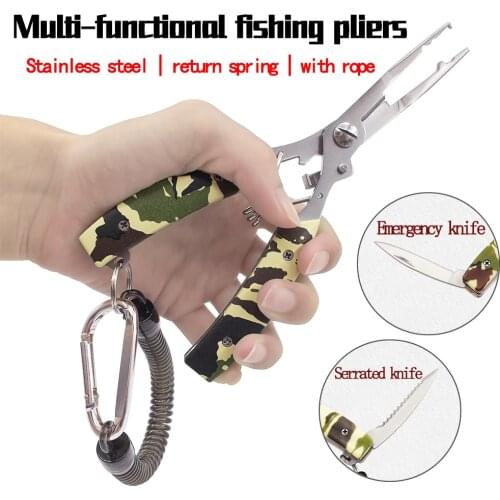 7-in-1 camouflage multi-functional road clip fish nose pliers scissors pliers fish thread cutter tackle tool new fishing gear
