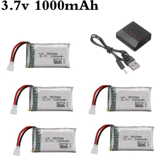 Upgraded 3.7V 1000mAh 25c 952540 Lipo Battery With Charger For Syma X5 X5C X5SC X5SW TK M68 MJX X705C SG600 RC Drone Battery
