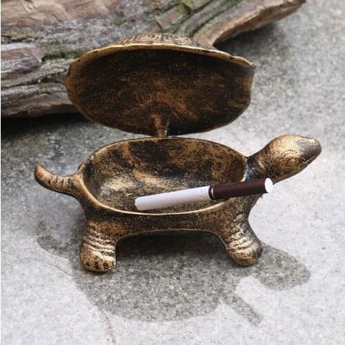 Fun retro turtle modeling pure iron ashtray Creative old turtle home decor ashtray