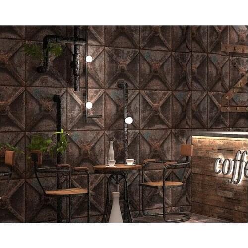 Beibehang Vintage industrial style wallpaper 3d tin wallpaper roll restaurant bar background home decoration papel de parede 3d