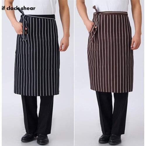Wholesale price Kitchen Cooking Apron Striped Plaid Half-Length Short Waist Apron with Pocket Catering Chef Waiter chef clothes