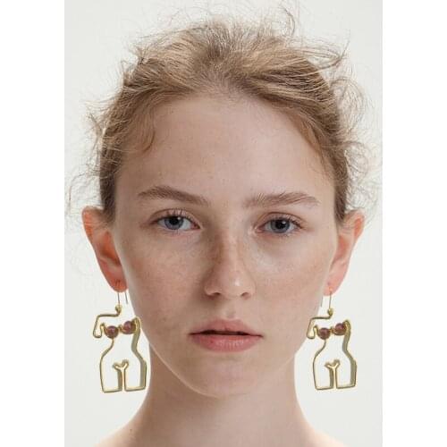 Original Female Figure Hoop Earrings For Women 2020 Freedom Abstract Breast Outline Statement Handmade Earrings Jewelry Bijoux