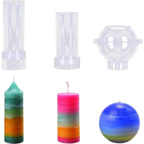 Plastic Candle Molds for Candle Making Set of 3 - Including Pillar Mold, Cylinder Mold and Sphere Mold - Make Your Own Candles