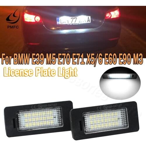 PMFC 2Pcs Led License Plate Light Lamp Number For BMW e60 Number For BMW E39 M5 E70 E71 X5 X6 E60 M5 E90 E92 E93 M3