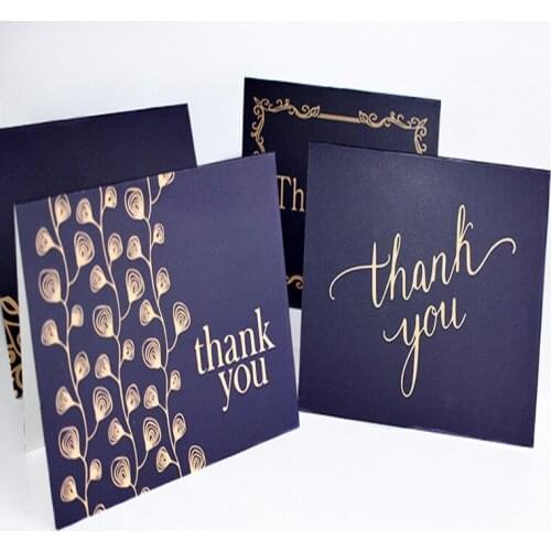 1pcs/pack Blue wedding cards invitation marriage with envelop thank you Card gold with dark blue envelope