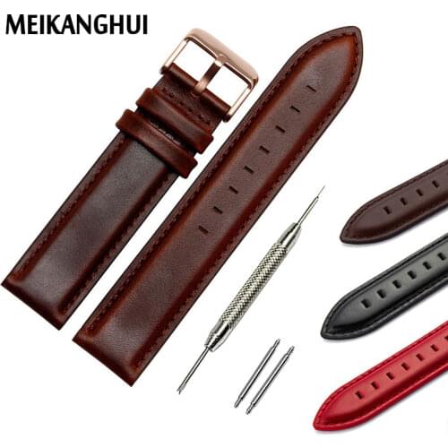 New arrived High quality 12mm 13mm 14mm 17mm 18mm 20mm watchband Genuine leather watch strap Bracelet black brown
