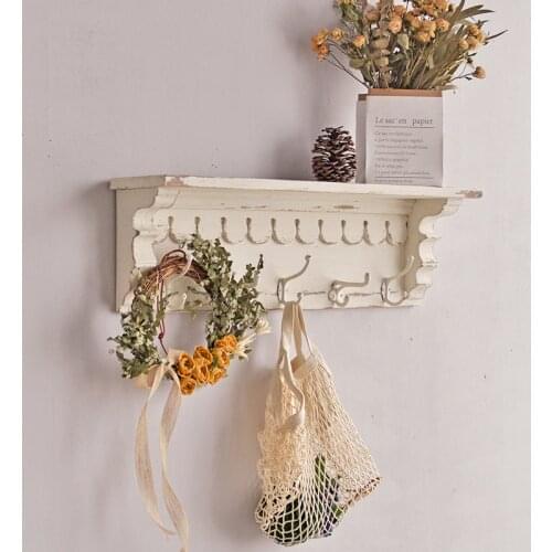 Retro vintage hand crafted decorative coat rack wall wood