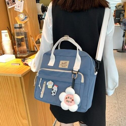 Badge Women Backpacks Lovely Multifunctional Backpack Teenage Girl Ring buckle Portable Travel Bag Female Small Schoolbag
