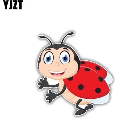 YJZT 9.9CM*10.8CM Cute Ladybug Cartoon Car Sticker Funny PVC Decorate Decal 12-1087