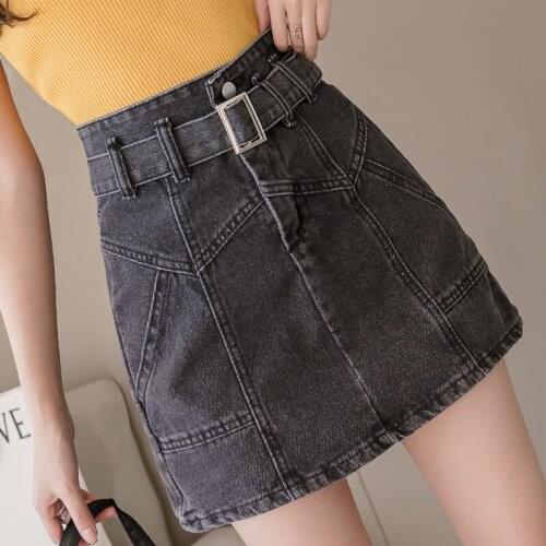 Buttocks Short Culottes A-line Skirt 2021 Spring and Autumn New Retro High Waist Denim Skirt Female Summer Was Thin