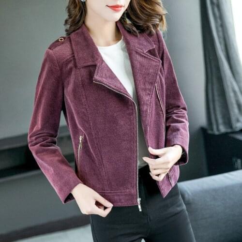 Jacket Women Motorcycle Corduroy Vintage Spring Autumn Coat Korean Clothes 2020 Jaqueta Feminina LJF1014172Q KJ5259