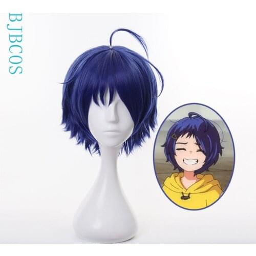 Wonder Egg Priority Ohto Ai Cosplay Wig Blue Short Hair Wig Woman Girl Bobo Headgear Halloween Party Costume Props