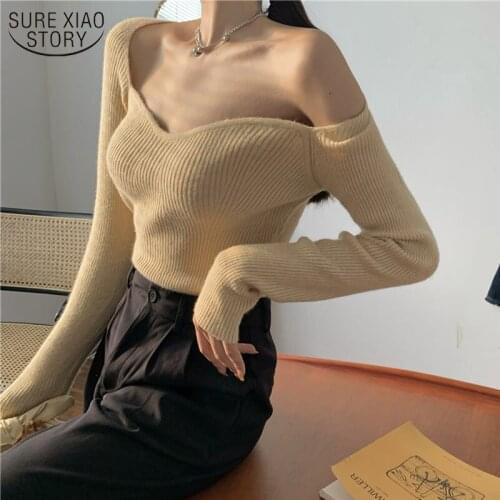 French Style Retro Square Neck Long Sleeve Knit Top Female Ribbed Slim Fit Stretch Sexy Topwinter Clothes Women 12815