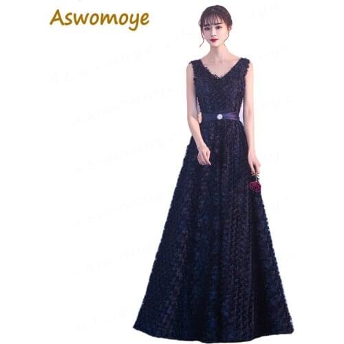 Aswomoye Elegant A-Line Evening Dress Long 2018 New Stylish Soft Comfortable Prom Formal Dress Back Lace Up robe de soiree