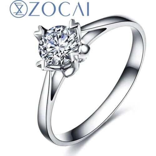 ZOCAI ELEGANCE NATURAL 0.24 CT CERTIFIED I-J / SI DIAMOND ENGAGEMENT RING ROUND CUT 18K WHITE GOLD ATHENA W00096