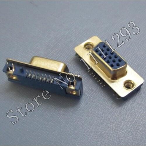 10pcs/lot VGA Jack Connector D-SUB 15P F R/A DIP for Laptop CRT PORT