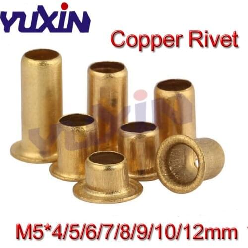 200PCS M5*4/5/6/7/8/9/10/12mm Copper Hollow Rivet Tubular Rivets Double-sided Circuit Board PCB Vias Nails