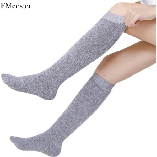 5 Pairs Winter Women Thick Warm Terry Long Socks Preppy Style Knee Socks Solid Color Cotton Stockings For Girls Ladies sokken