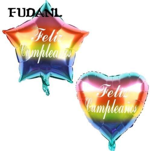 50pcs 18Inch Five-pointed Star Foil Balloon Feliz Cumpleaños Inflatable Helium Balloons Baby Birthday Party Decoration