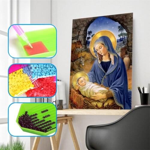 5D Diamond Painting Portrait Mother and Baby Full Square Round Drill Picture of Rhinestones Diamond Embroidery Sticker