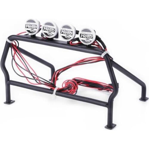 Metal Roll Cage Bucket with 6 LED Light Metal Barrel Cage With Ground Surface for RC 1/10 Remote Car Parts Accessories