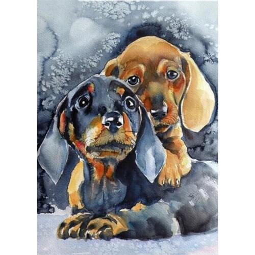 Two Dachshund Dog 5D Diy Diamond Painting Cross Stitch Full Square Diamond Embroidery Animals Cute Puppy Pattern Home Art Decor