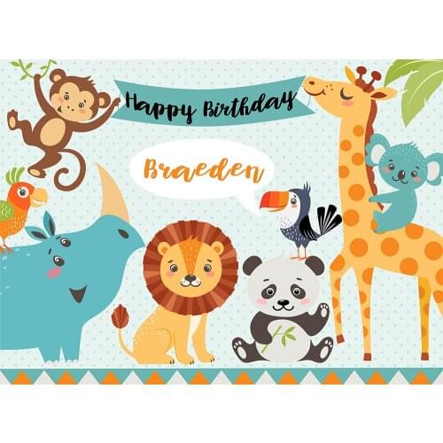 BEIPOTO custom Jungle Safari Photography Backdrops Cartoon Animals Backdrop Happy Birthday Background Fauna Wildlife Zoo Party