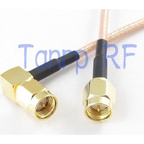 Free Shipping! RG316 extension cable 3FEET SMA male to plug right angle RF adapter connector 100CM Pigtail coaxial jumper cable