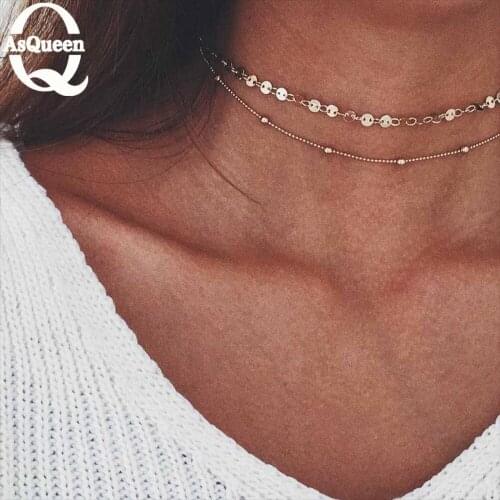 Bohemian Multilayer Choker Necklaces Gold Color New Fashion Charm Statement Necklace For Women Vintage Geometric Boho Jewelry