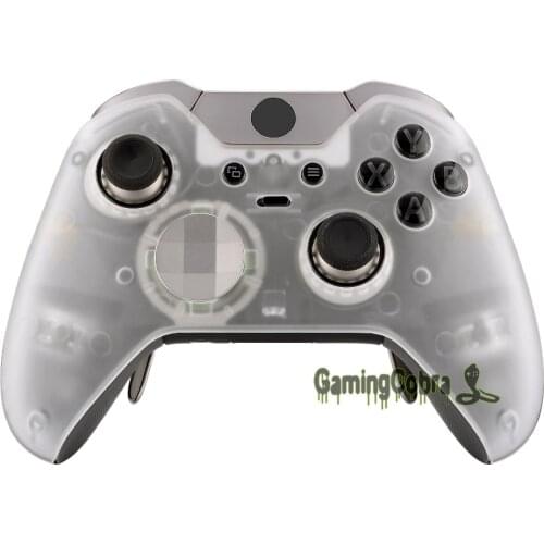 EXtremeRate Foggy Clear Soft Touch Faceplate Cover Front Housing Shell for Xbox One Elite Game Controller W/ Accent Rings