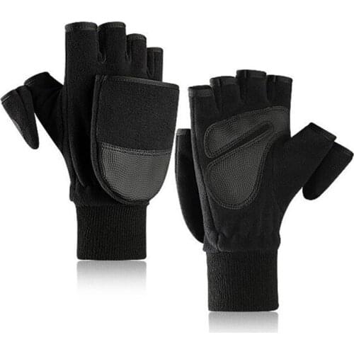 Black Flip cover Outdoor Travel Hiking Fishing DSLR SLR Camera Photography Gloves Winter Warm Anti-Slip Half Finger