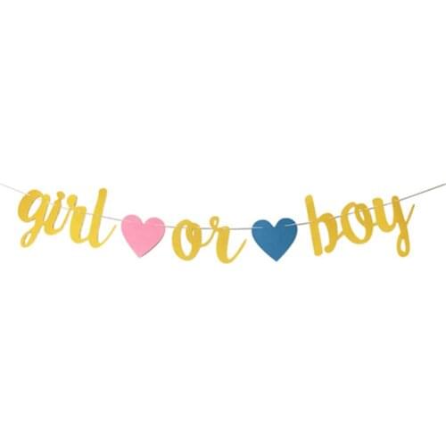 1Set Gender Reveal Oh Baby Boy or Girl Bunting Flag Baby Banner Baby Shower Party Celebration Decoration Banner