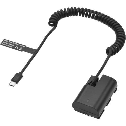 LP-E6 Dummy Battery Coupler Adapter DR-E6 Dummy Battery Coupler with USB Type-C Power Cable for Canon EOS R5 R6 90D 80D 70D 60D