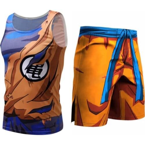 Costume Mens Compression Tee-shirt Sleeveless Cosplay Anime character 3D Nature Bodybuilding Tank Tops Shorts Fitness Leggings