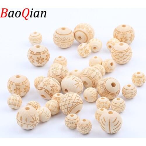 20/25mm Natural Wooden Round Carved Wooden Optional DIY Handmade Creative Fashion Necklace Bracelet Gasket Beads