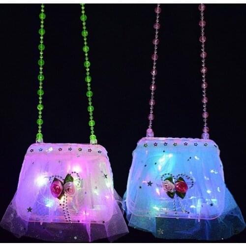 Cute Lace DIY LED Blinking Light Luminous Shoulder Bag Toy Girls Child Flash Bag Kids Birthday Gifts Handbag Glow Party