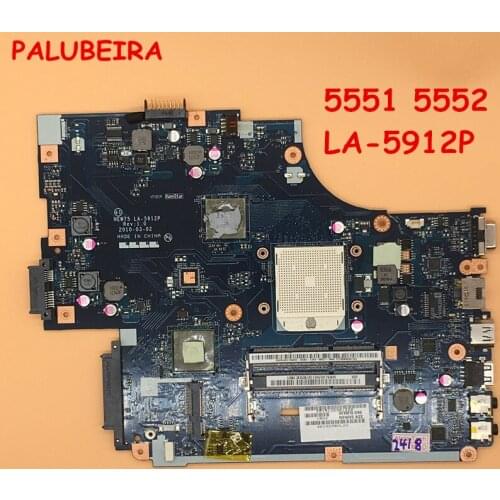 PALUBEIRA Laptop Motherboard For Acer 5551 5552 DDR3 NEW75 LA-5912P MBNA102001 MB.NA102.001 Mainboard