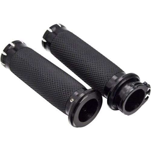 Motorcycle Dual Sport bike Black 1'' 25mm CNC Handle Bar Hand Grips Cruiser Chopper Cafe Racer Old School Touring