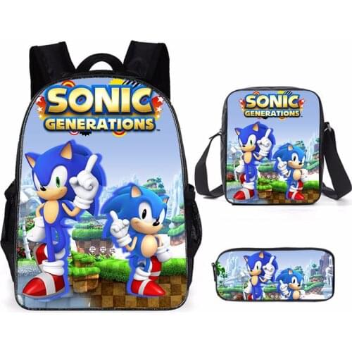 Cartoon SONIC RACING Printed Mochila School Bag Set Kids Backpack For Boys Girls Student Travel Bookbag Schoolbags for Gifts