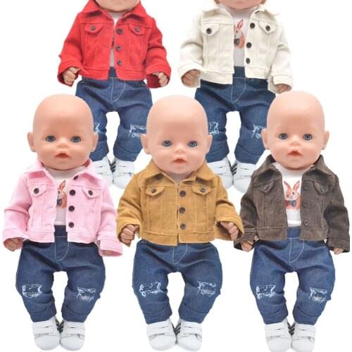 2021 NEW Toys Doll clothes Fashion jackets, Ripped jeans for 43-45cm new born doll American doll accessaories Girls gift