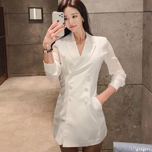 New arrival comfortable fashion double breasted high quality fresh simple wild vintage elegant white temperamental jacket