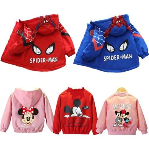 Autumn Childrens Clothing Cartoon Minnie Mickey Jacket Boys Girls Baby Clothes Spiderman Jacket Children Zipper Cardigan Jacket