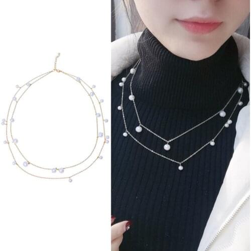 Hot TWOROWS Gold Plated Real Natural Freshwater Pearl Necklace Fashion Charm Jewelry 2pcs/lot