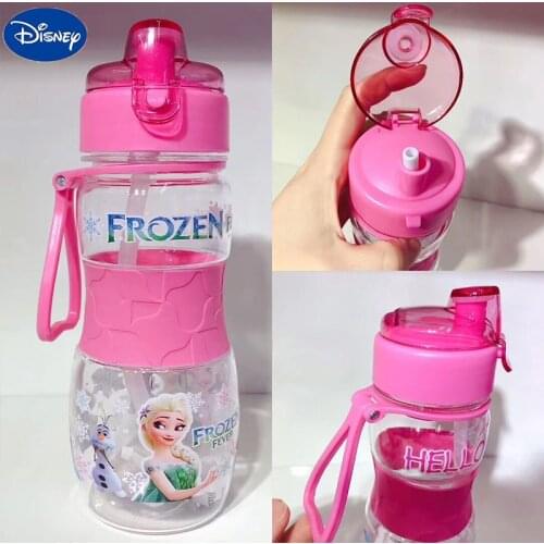 Disney Cartoon Plastic Cup Frozen Elsa Cars Marvel Spiderman Water Sippy Cups Kids Straight Drink Cup Outdoor Portable Bottles
